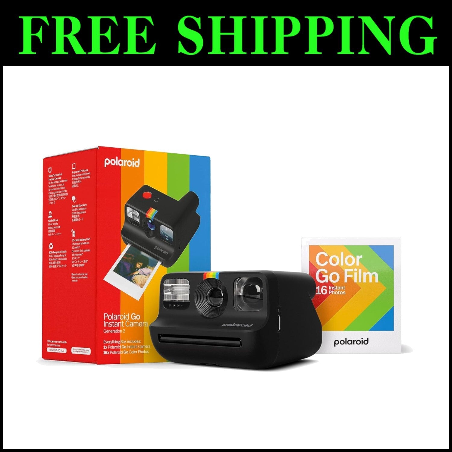 Go Generation 2 Mini Instant Camera with Color Film Bundle - 16 Photos Included