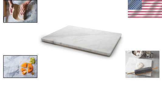 Elegant White Marble Pastry Board 16x20 - Ideal Baking Surface for Pastries