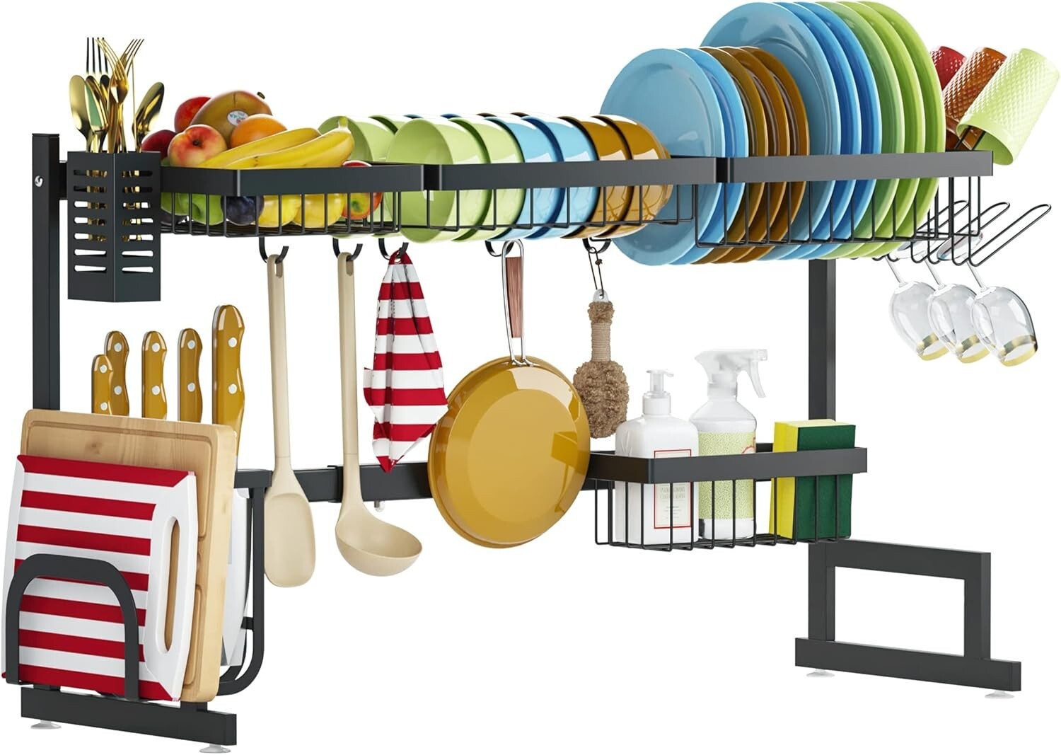 Premium Stainless Steel Dish Rack with Adjustable 2-Tier Design for Kitchen Use