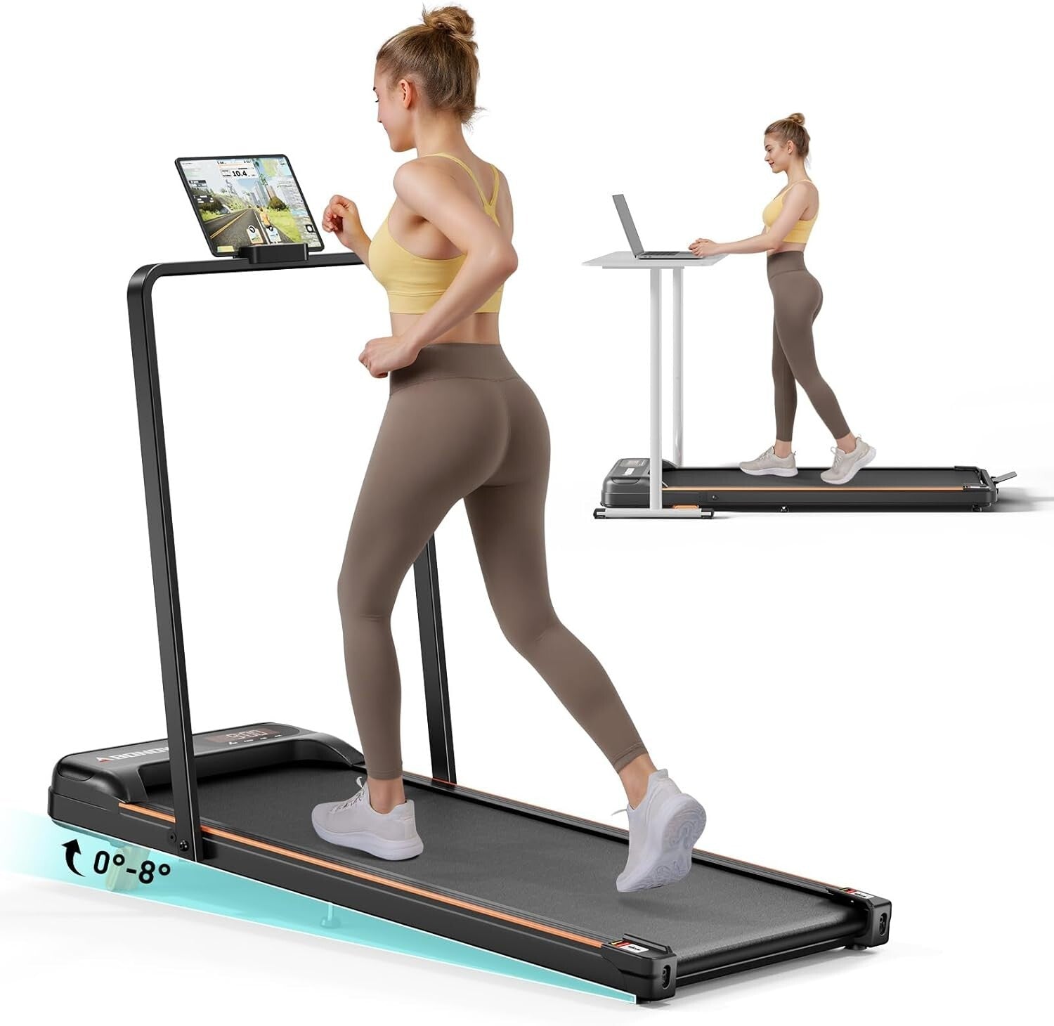 Foldable Walking Pad Treadmill with Remote Control & LED Display for Home Office