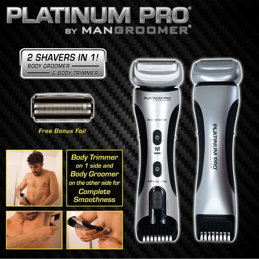 Rechargeable MANGROOMER Body Groomer for Manscaping & Grooming with Bonus Foil