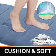 Load image into Gallery viewer, Versatile Denim Blue Memory Foam Bath Mat Set, Machine Washable &amp; Comfortable