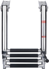 Load image into Gallery viewer, Compact Stainless Steel Telescoping 4 Step Ladder for Pontoon &amp; Yacht Boarding