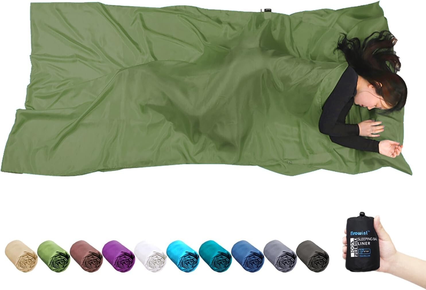 Luxury Silk Sleeping Bag Liner - Extra Wide 87"x43" for Ultimate Comfort