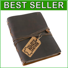 Load image into Gallery viewer, Rustic Buffalo Leather Photo Album with Leather Strap - 30 Page Scrapbook