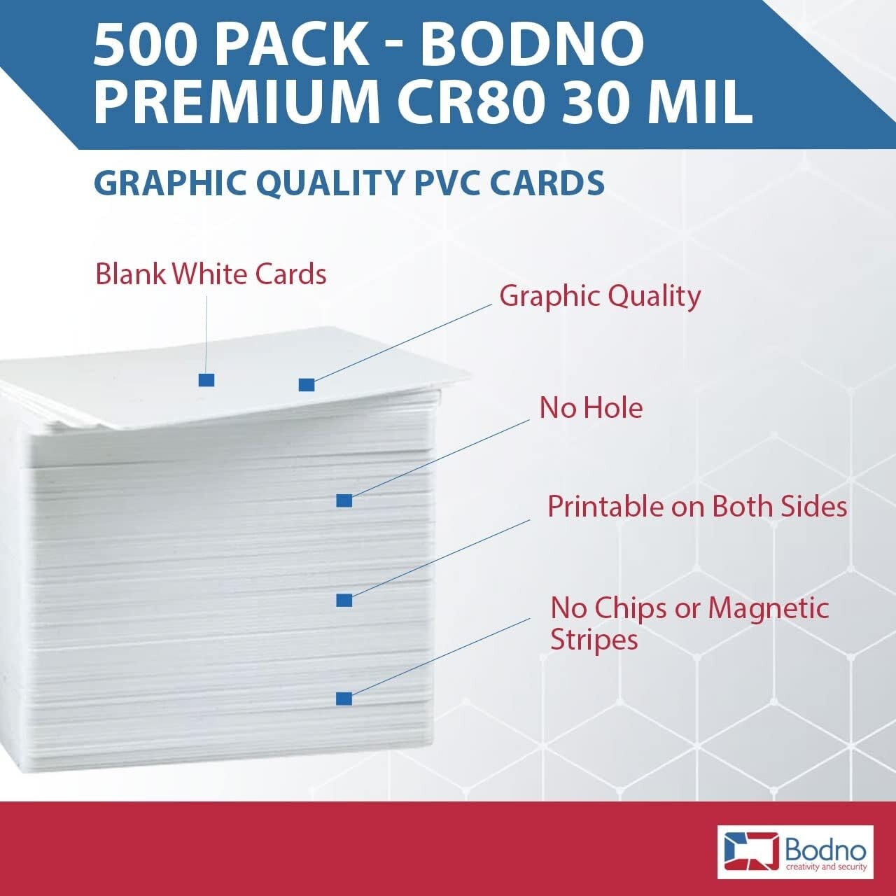 500-Pack Premium Graphic Quality PVC ID Cards - Perfect for All Printers