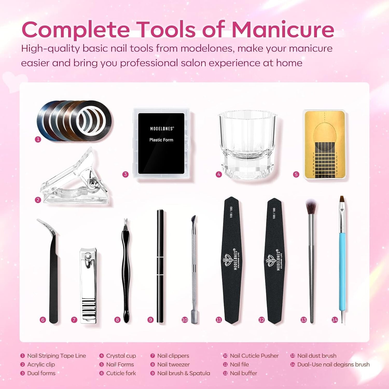 Complete 8 Rosy Pink Poly Nail Gel Kit with 48W UV/LED Lamp - Perfect Home Ma...
