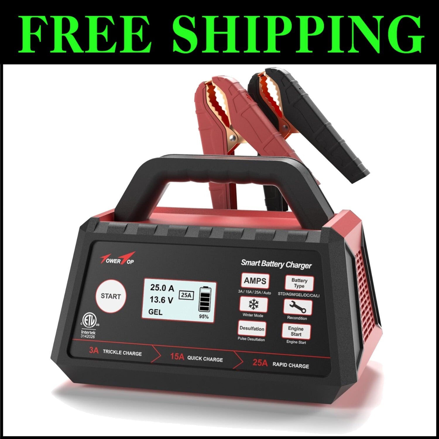 Intelligent Car Battery Maintainer with Advanced Repair Mode & ETL Certification