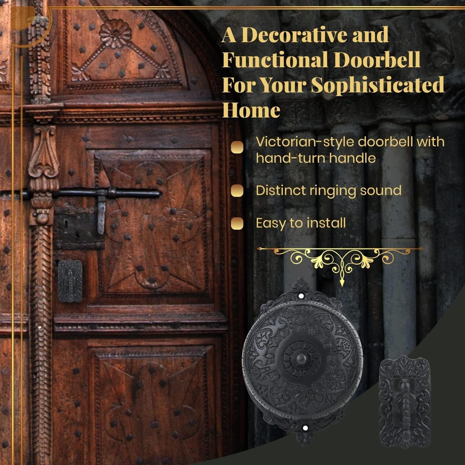 Durable Wireless Antique Doorbell with Classic Chime Sound - Effortless Charm