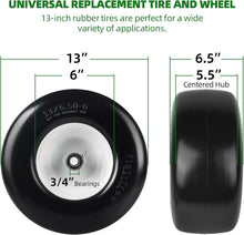 Load image into Gallery viewer, Heavy-Duty 2-Pack 13" Lawn Mower Tires with Rim &amp; 3/4" Bearings - Puncture Proof