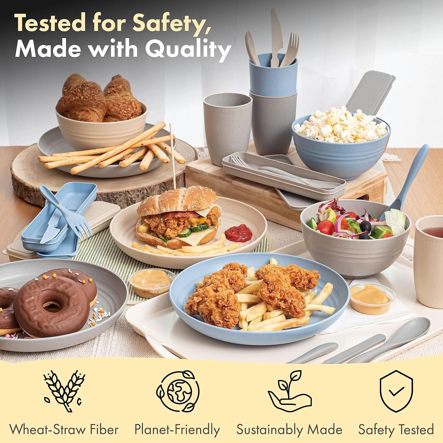 Eco-Friendly Wheat Straw Dinnerware Set - Perfect for Picnics and Casual Dining