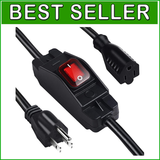 Flexible 25 Ft Heavy Duty Extension Cord with Waterproof Switch for Outdoors