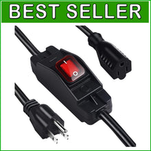 Load image into Gallery viewer, Flexible 25 Ft Heavy Duty Extension Cord with Waterproof Switch for Outdoors