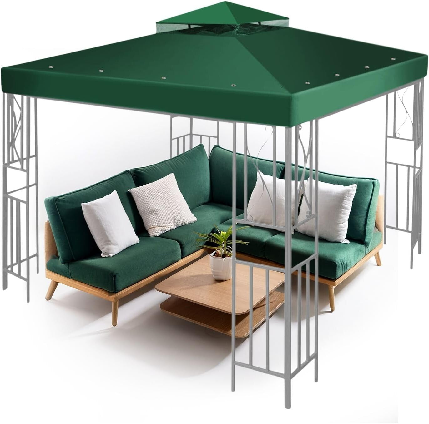 Double Tier 10x10 Gazebo Replacement Canopy - Water-Resistant & Easy Setup