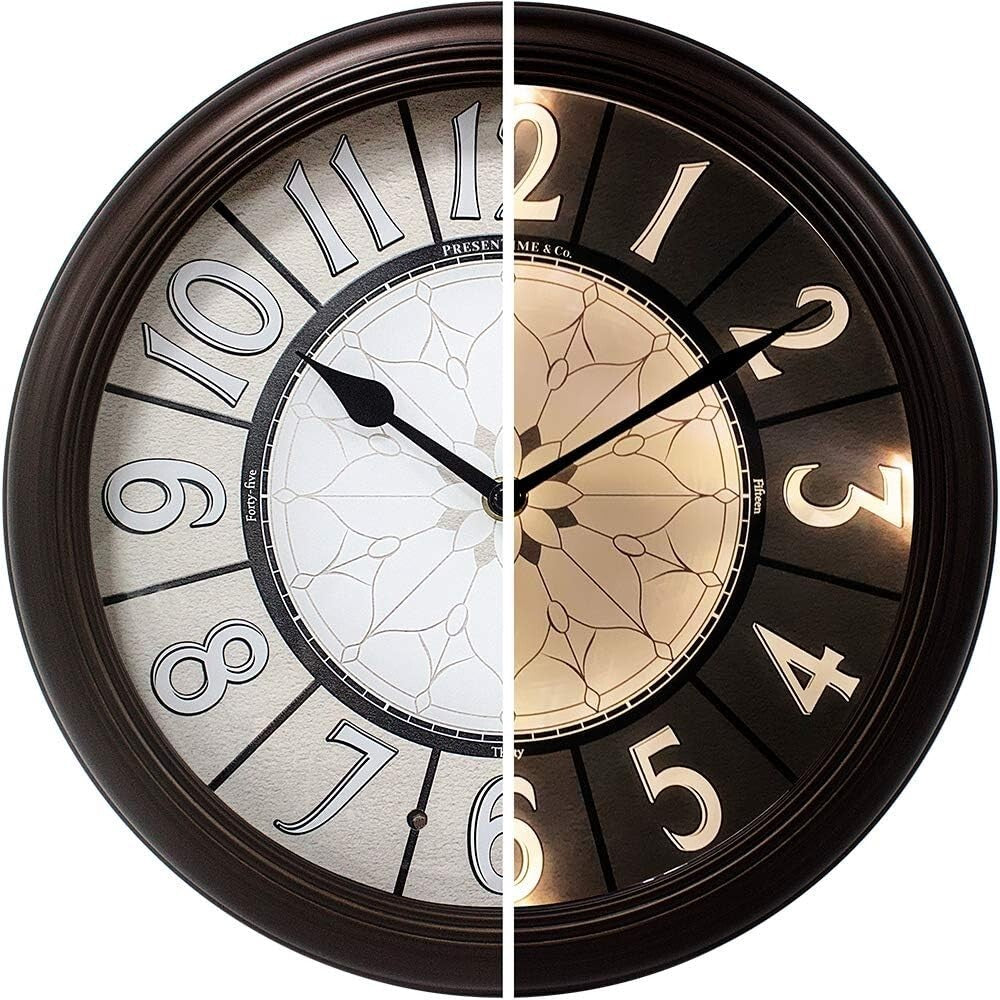 Elegant Battery Operated 12.6'' Farmhouse Clock - Quartz Movement & Illumination