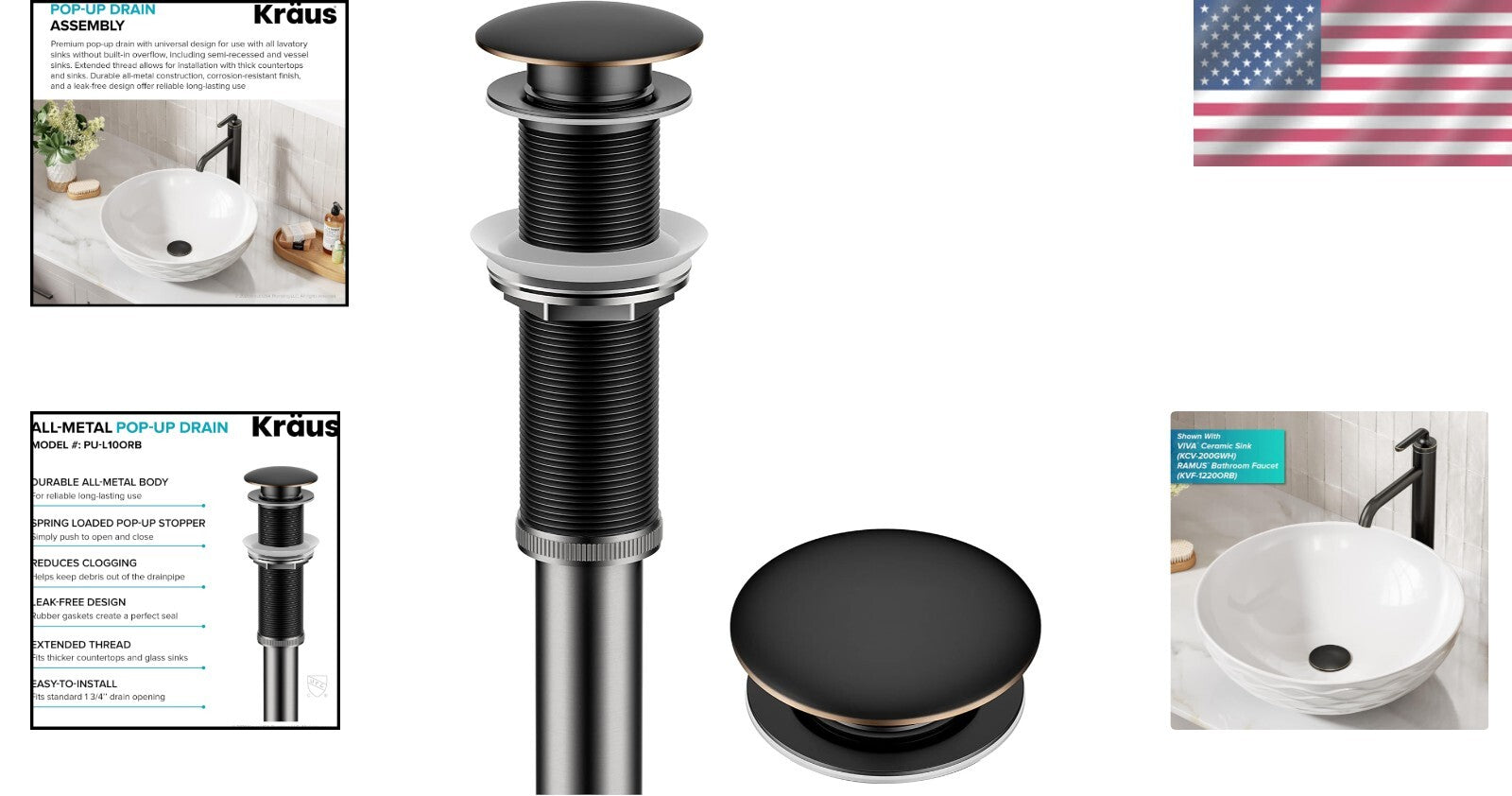 Corrosion-Resistant Pop-Up Sink Drain in Oil Rubbed Bronze for Stylish Bathrooms