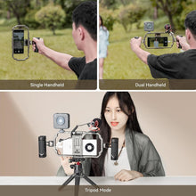 Load image into Gallery viewer, Compact Video Rig for iPhone with Microphone, LED Light &amp; Adjustable Features