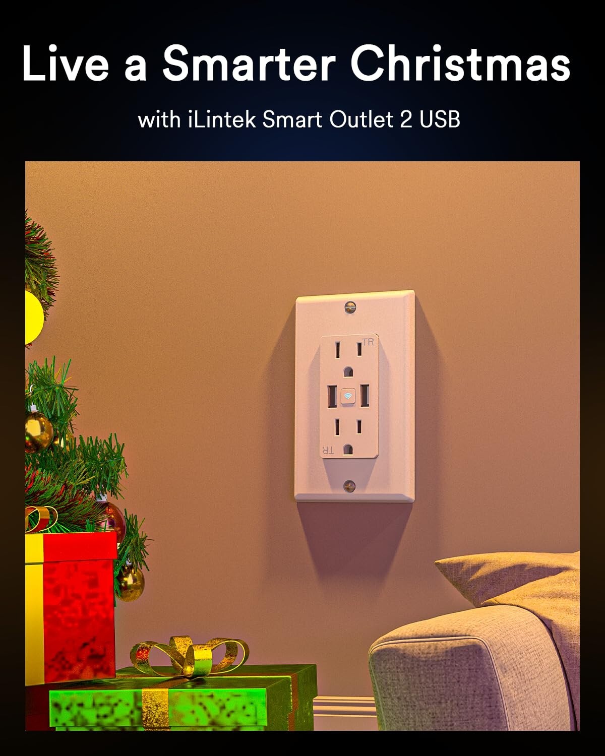 Smart Outlet with USB & Voice Control for Effortless Home Automation - 4 Pack