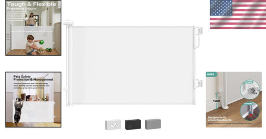 Durable 55" Retractable Baby Gate - Easy One-Handed Operation for Families
