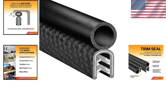 Easy Install 25ft Weatherproof Trim Seal – Flexible Bulb for Boats, RVs & Tools