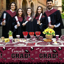 Load image into Gallery viewer, Elegant Maroon Graduation Dinnerware Set for Up to 50 Guests - Class of 2025