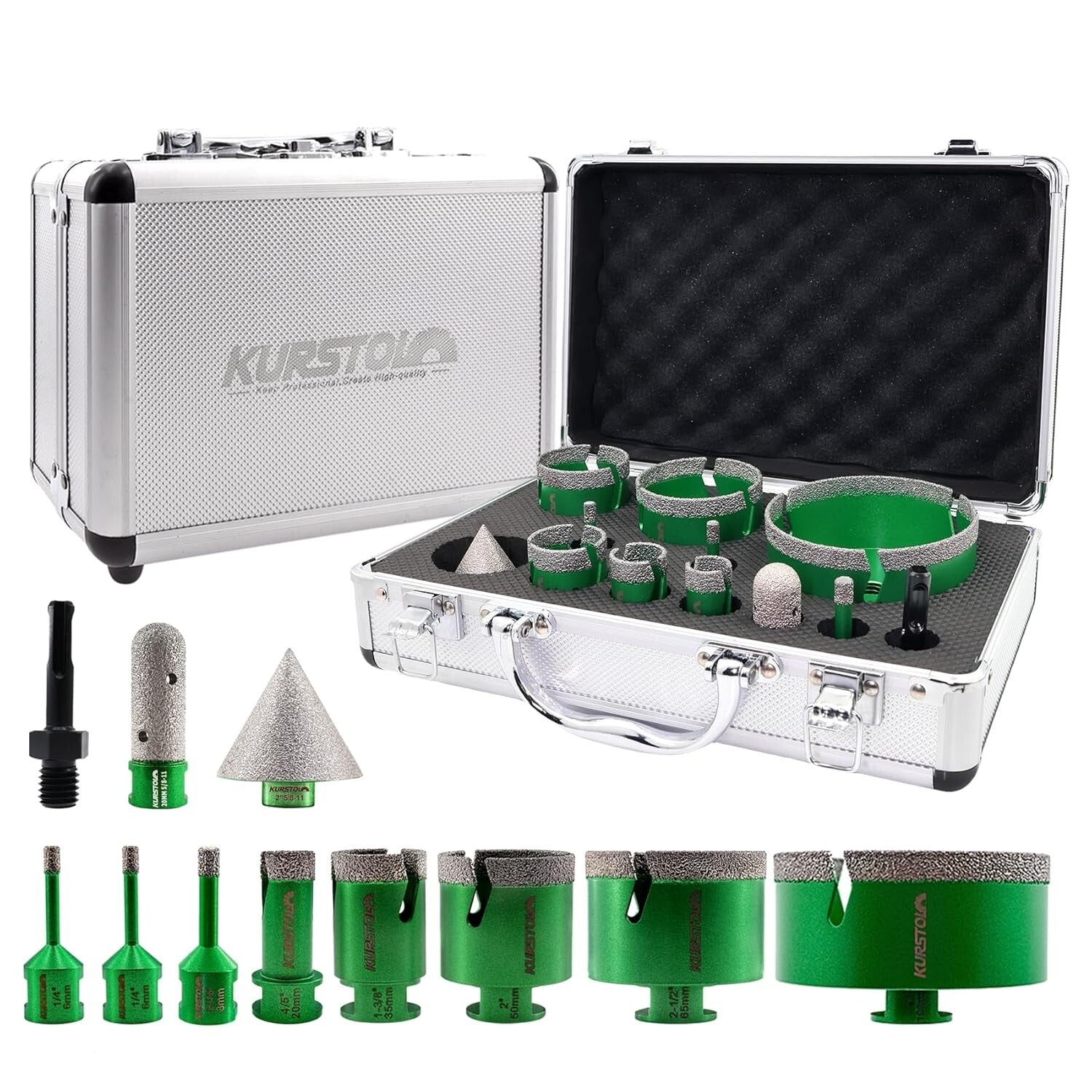 Complete Diamond Core Drill Set - Ideal for Marble, Granite, and Porcelain
