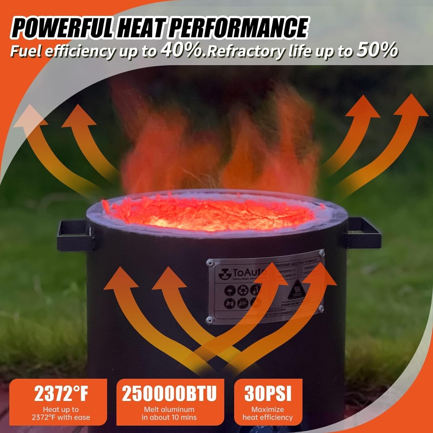 2023 Upgraded 6 KG Propane Melting Furnace with Graphite Crucible & 250,000 BTU