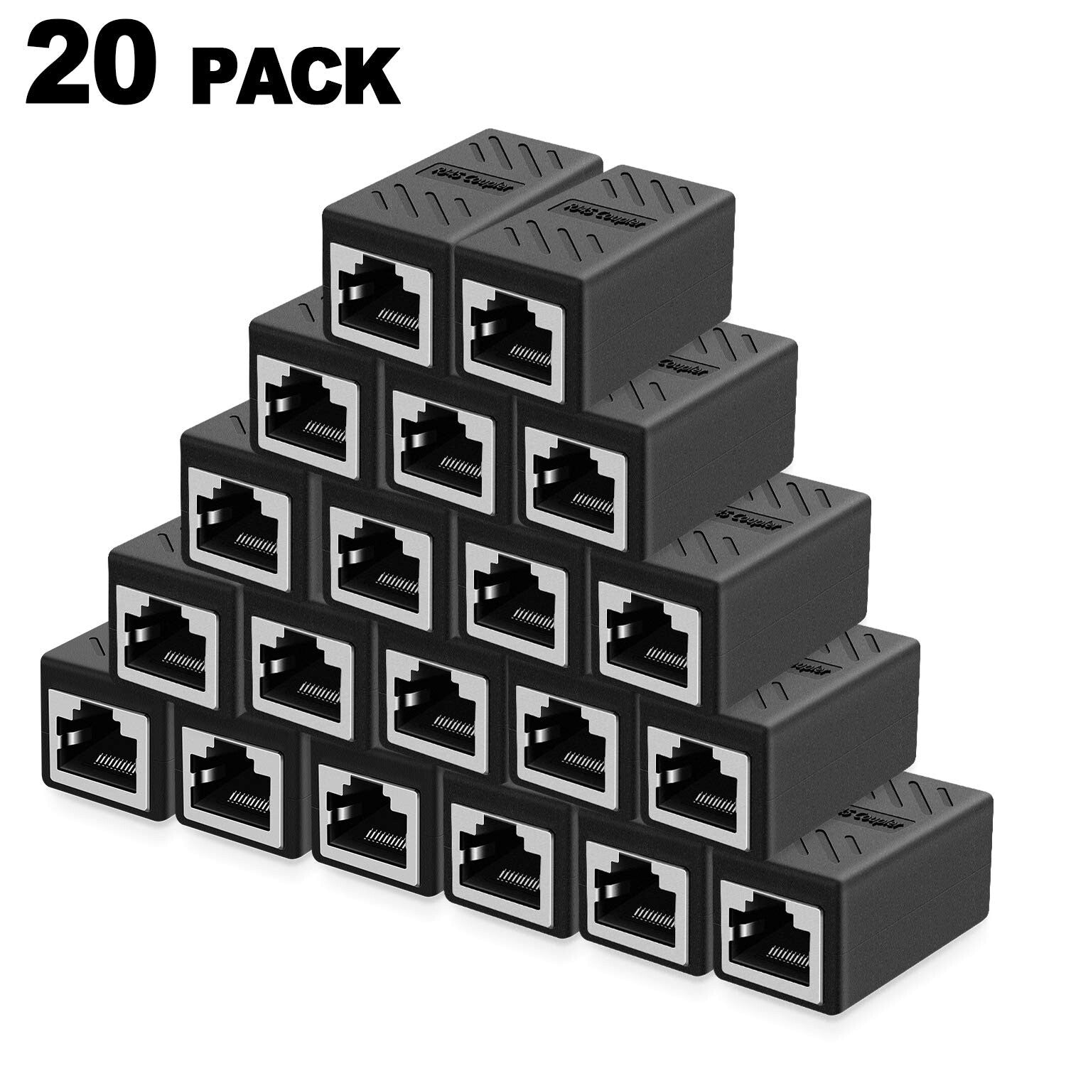 20-Pack Shielded RJ45 Couplers - Female to Female, Ideal for Extended Ethernet