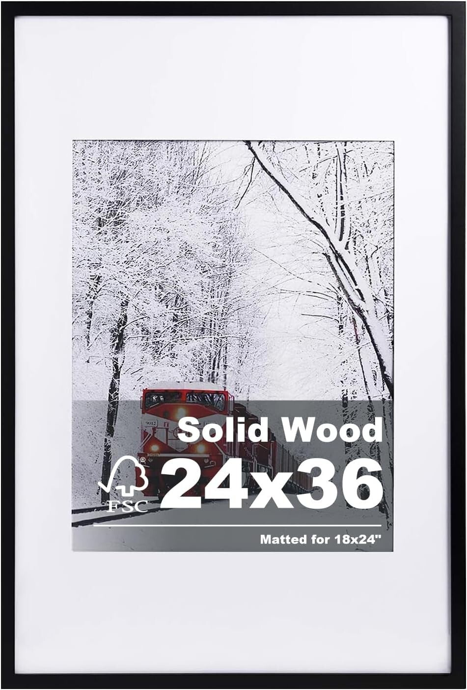 Elegant 24x36 Solid Wood Picture Frame with Plexiglass - Wall Mount & Tabletop
