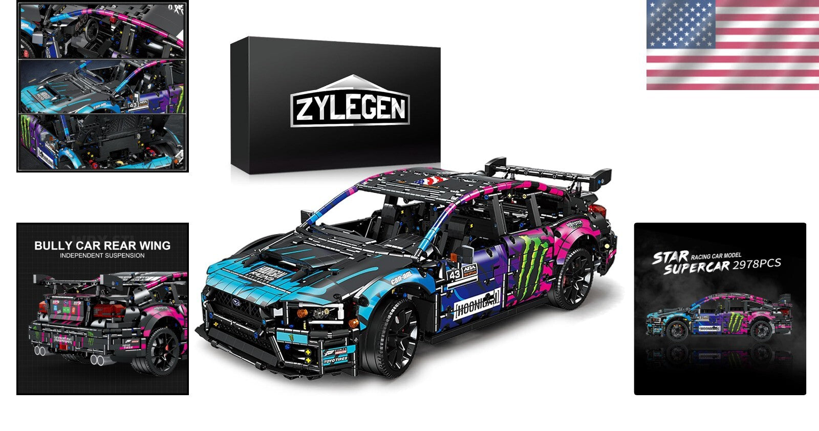1:8 Scale Race Car Building Toy - Cyberpunk Model Kit for Motorsport Fans