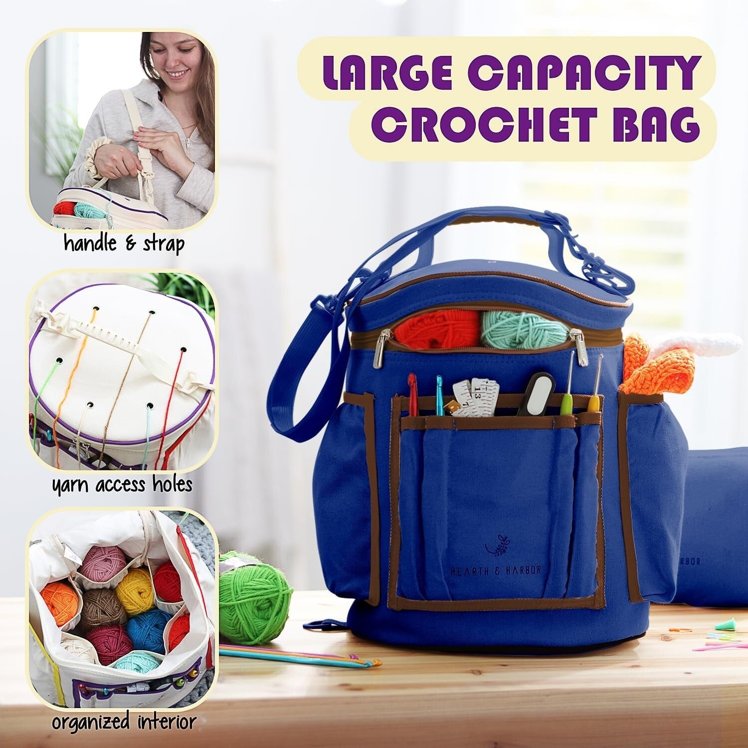 Beginner-Friendly Crochet Kit with Yarn, Hooks, and Crochet Bag for All Ages