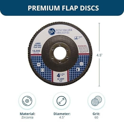 High-Quality 60 Grit 4.5" Flap Discs for Angle Grinder - 100 Count Zirconia Set