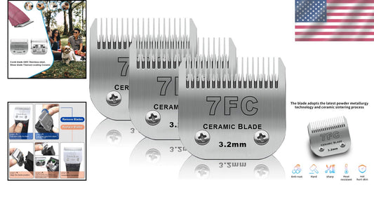 Efficient Grooming with 3 Pack 7FC Detachable Blades for Andis & Oster Models