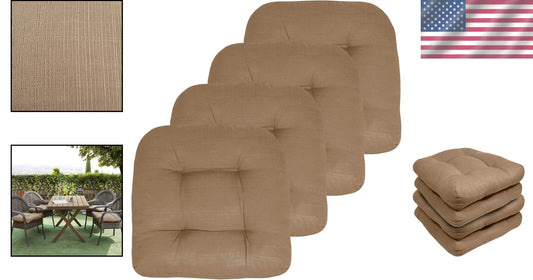 Plush Patio Cushions 19x19 - Outdoor Chair Pads with Durable Fiber Fill, Taupe