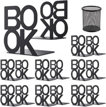 Load image into Gallery viewer, Elegant Black Metal Bookends - Perfect Gift for Book Lovers, 8 Pairs Included
