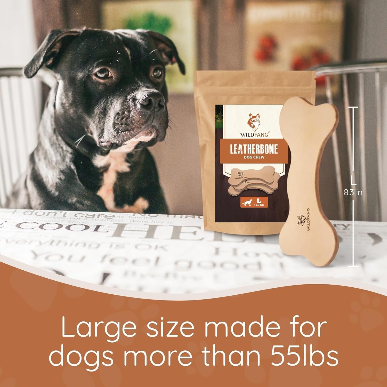 Durable Chew Sticks - Ethical Leather Dog Bones for Healthy Teeth - 3 Count