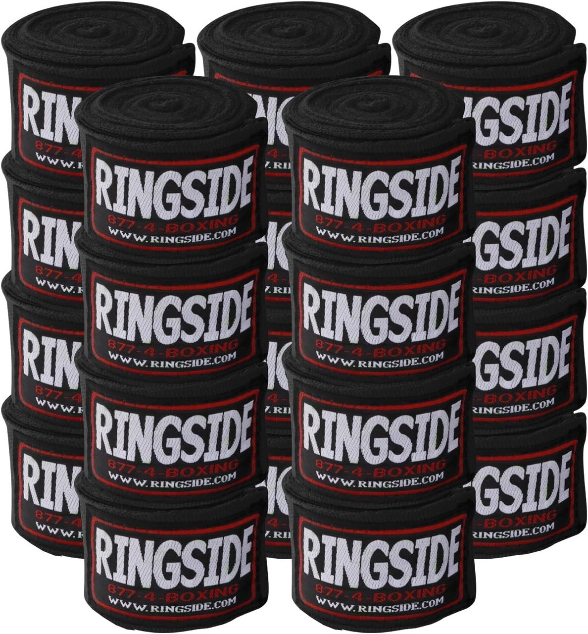 Black Unisex Mexican Style Boxing Hand Wraps (10 Pairs) with Hook & Loop Closure