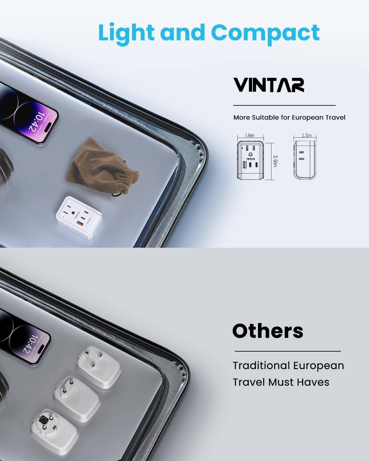 Versatile Multi-Region Travel Adapter with Detachable Plugs & Fast Charging
