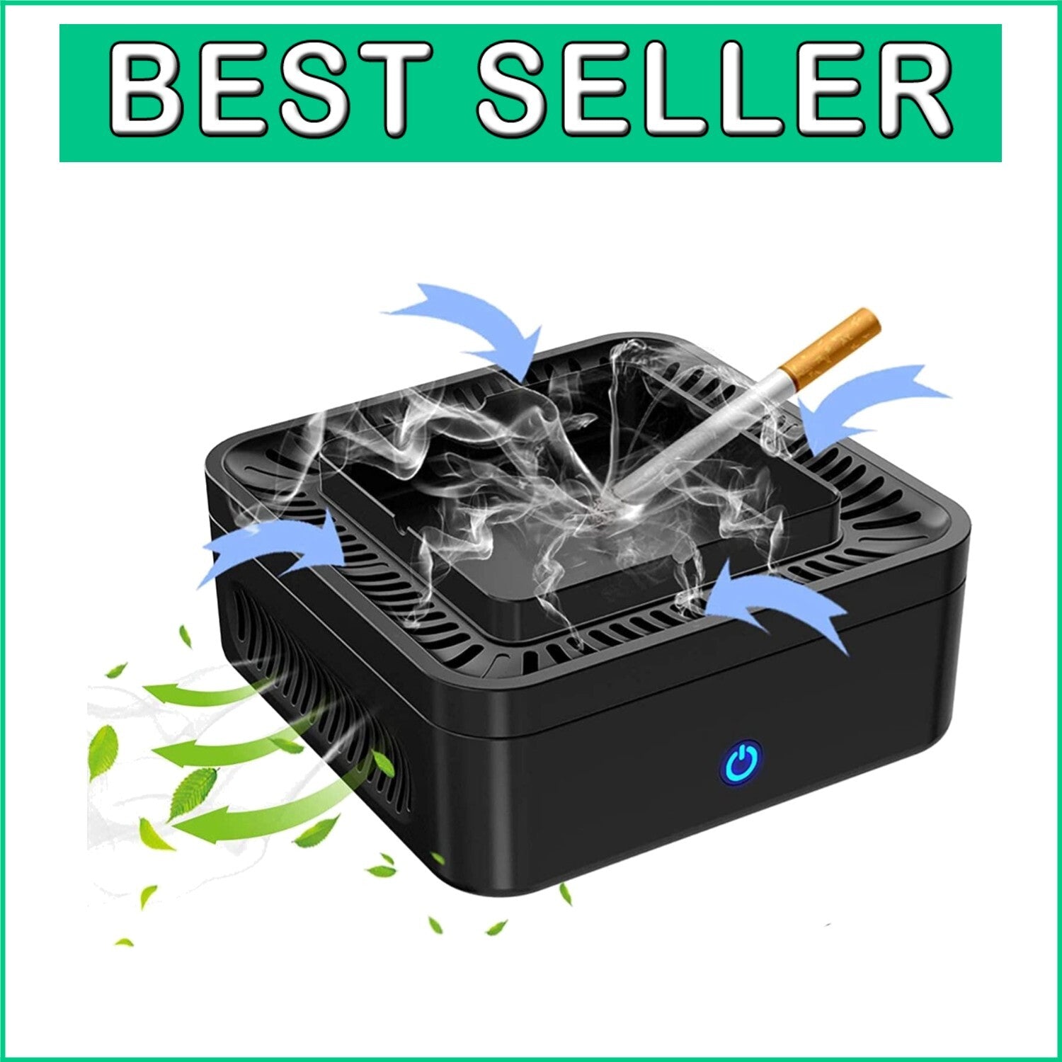 High-Performance Smokeless Ashtray with 4-Groove Design - Ideal for Home and Car
