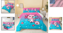 Load image into Gallery viewer, Stylish Kawaii Axolotl 3-Piece Bedding Set - Kids Twin Comforter &amp; Cases