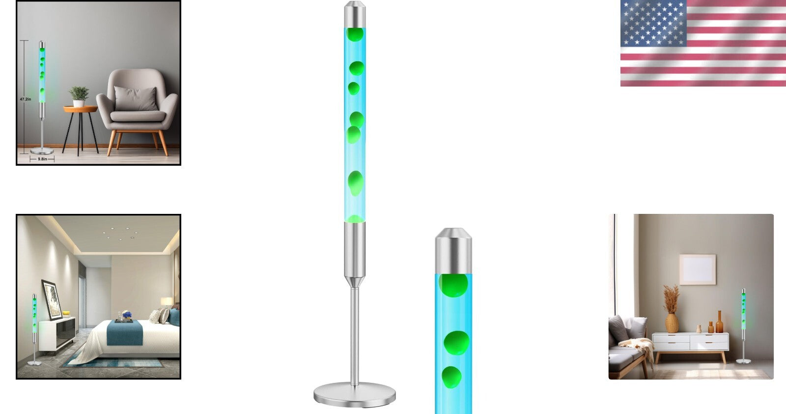 Relaxing 47.5-Inch Lava Lamp - Durable Aluminum & High-Temperature Glass