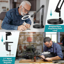 Load image into Gallery viewer, Hands-Free 10X LED Magnifying Lamp &amp; Desk Light - Perfect for Reading &amp; Crafts