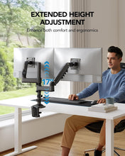 Load image into Gallery viewer, Ergonomic Dual Display Monitor Stand - Tilt/Swivel/Rotate for Optimal Viewing