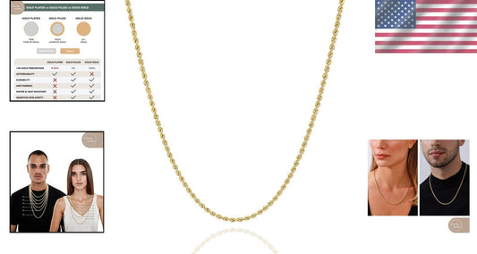 Elegant 14K Gold Filled Rope Chain Necklace - Sizes 2.1mm, 2.7mm, 3.8mm