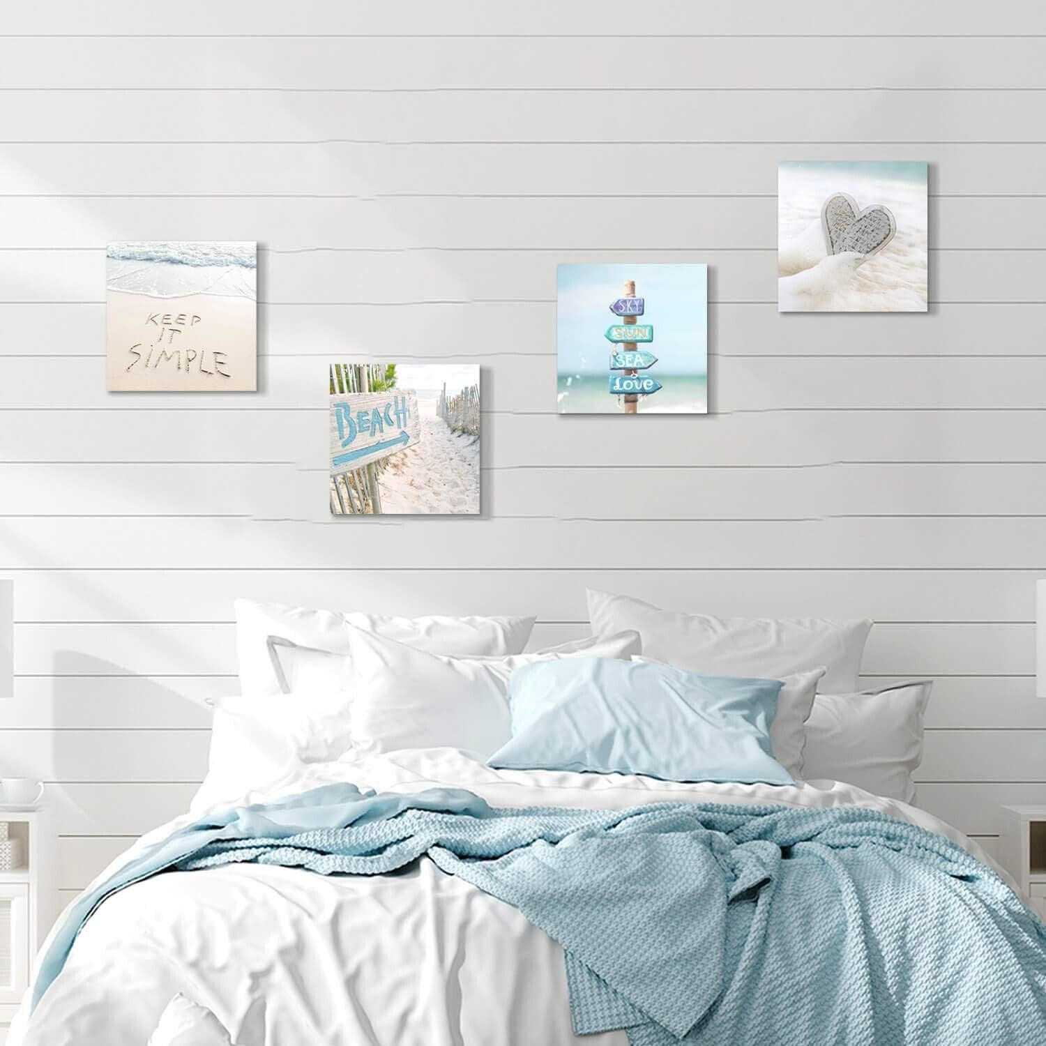 Gallery-Wrapped Beach-Themed Artwork - 4 Panels Capturing Coastal Vibes