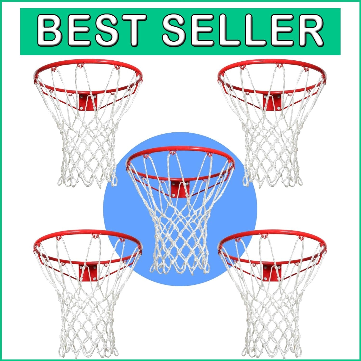 12 Loops Heavy-Duty Basketball Net - All-Weather Replacement for Standard Hoops