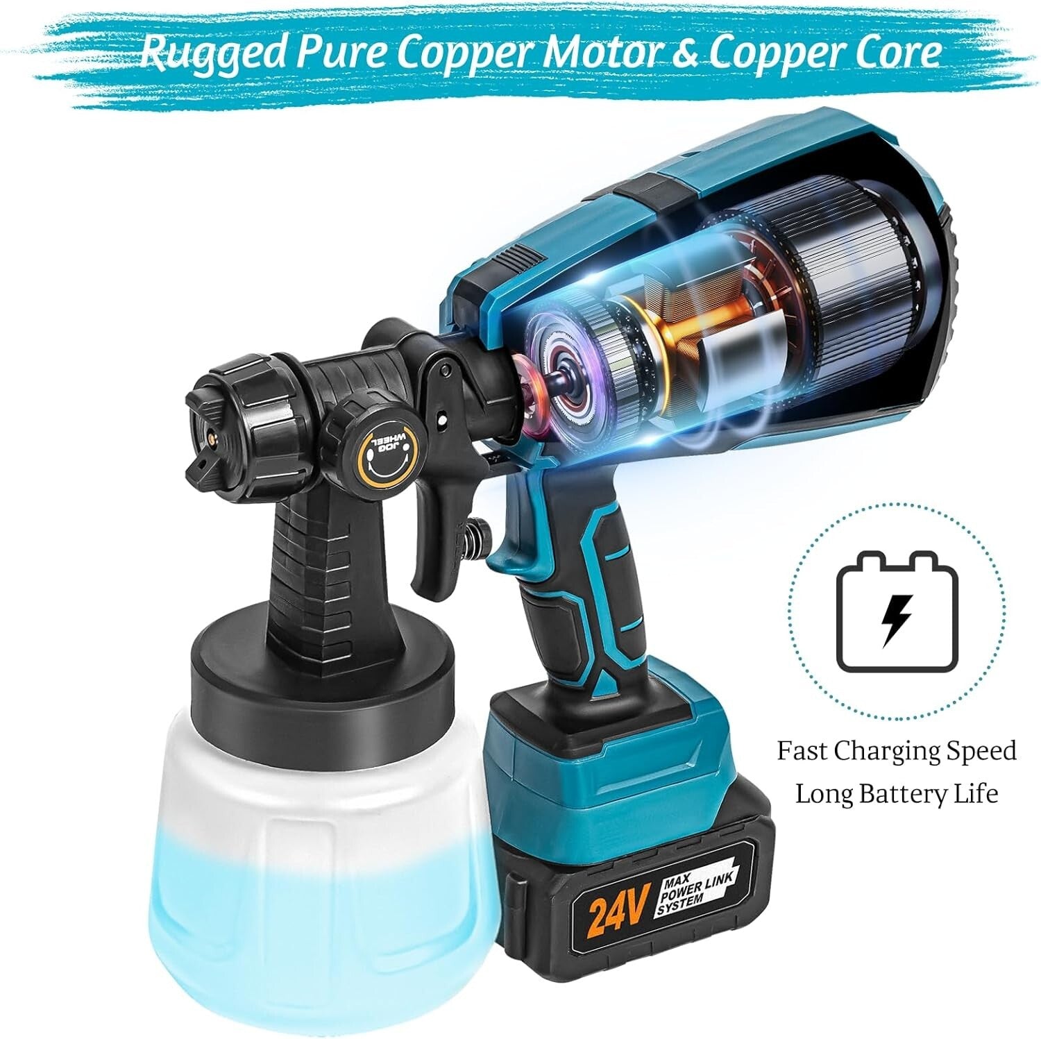 Adjustable HVLP Paint Sprayer - 6 Copper Nozzles & 2000mAh Power, Effortless Use