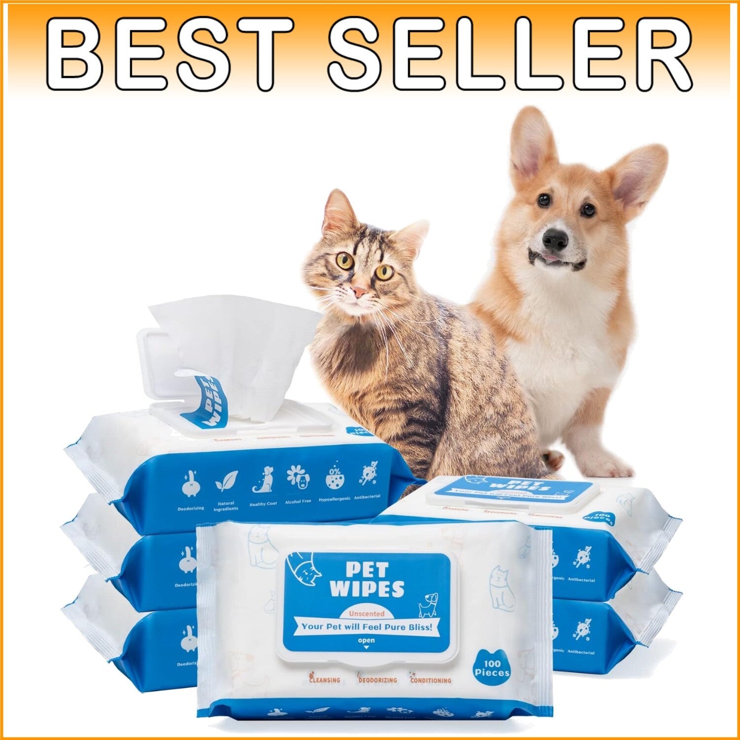 600 Count Eco-Friendly Dog and Cat Wipes - Gentle Grooming & Cleaning Solution