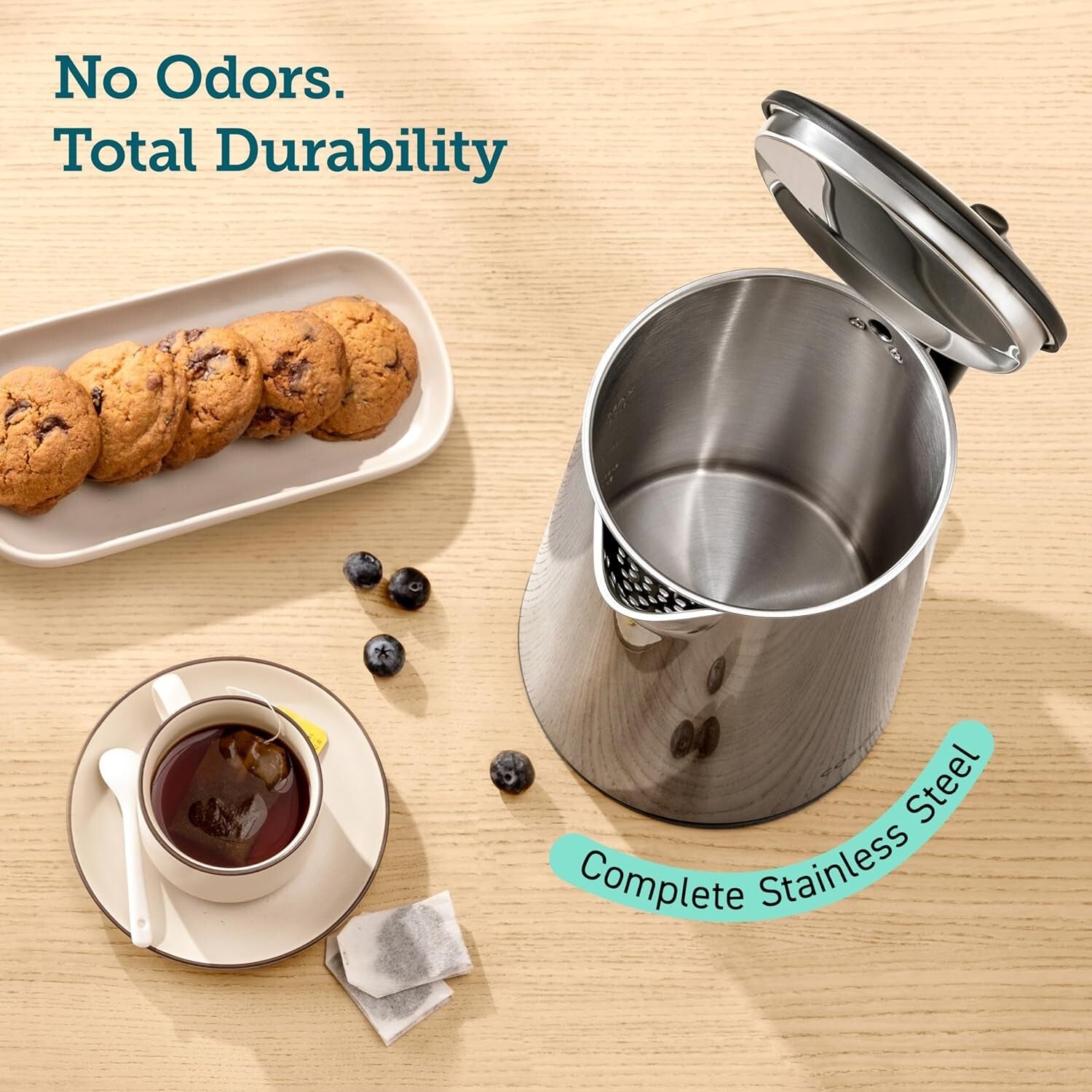 Stylish 1.5L Stainless Steel Electric Kettle with Automatic Shut-Off & Blue LED