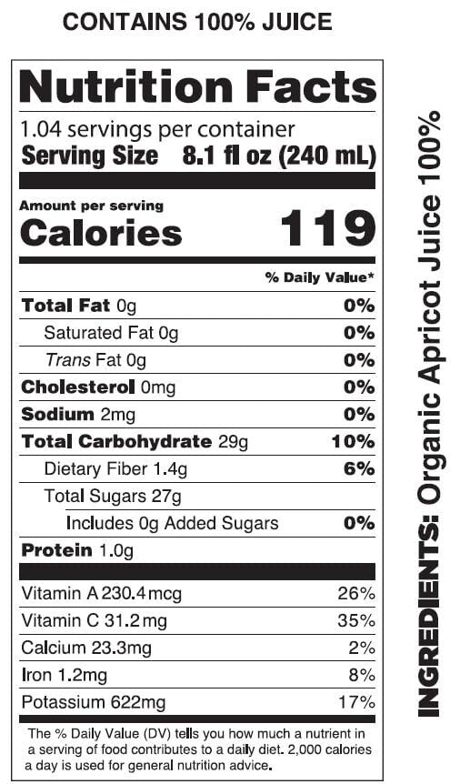 Pomona Organic Apricot Juice - Pure, No Sugar, Cold-Pressed, 12 x 8.4 oz Bottles